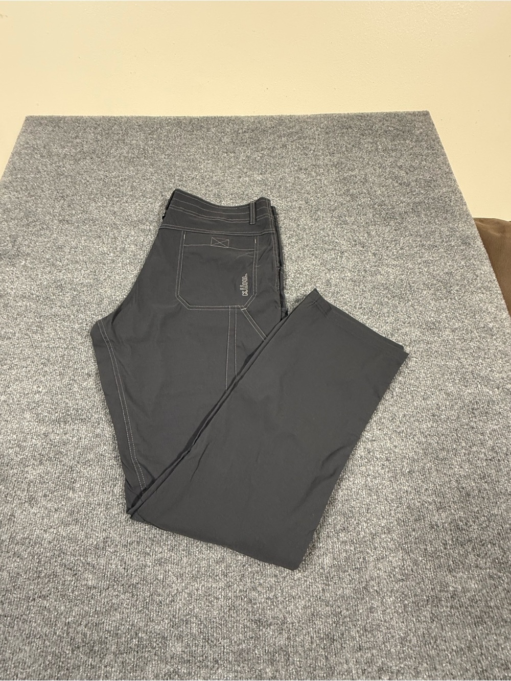 KUHL Men’s Dark Charcoal Work Pants with Contrast Stitching size 36X32